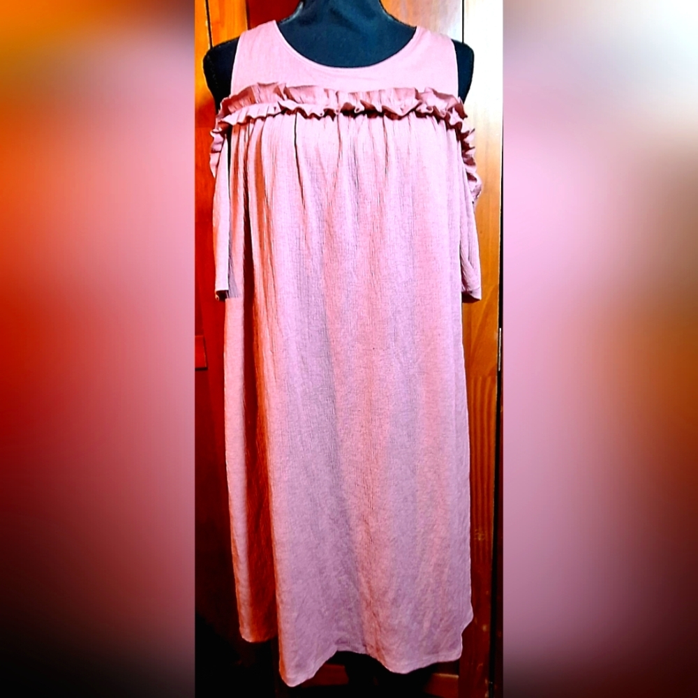 LAUREN CONRAD Mauve Midi Dress with Ruffles